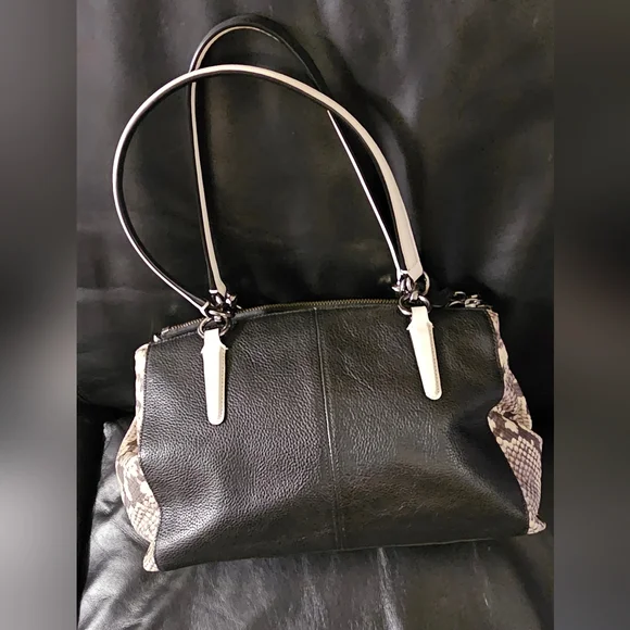 Coach F57507 Christie Carryall Shoulder Bag Python Snake Exotic Black Purse EUC - Picture 15 of 15